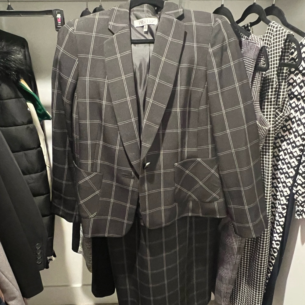 Gray Plaid Women’s Blazer, and matching pants